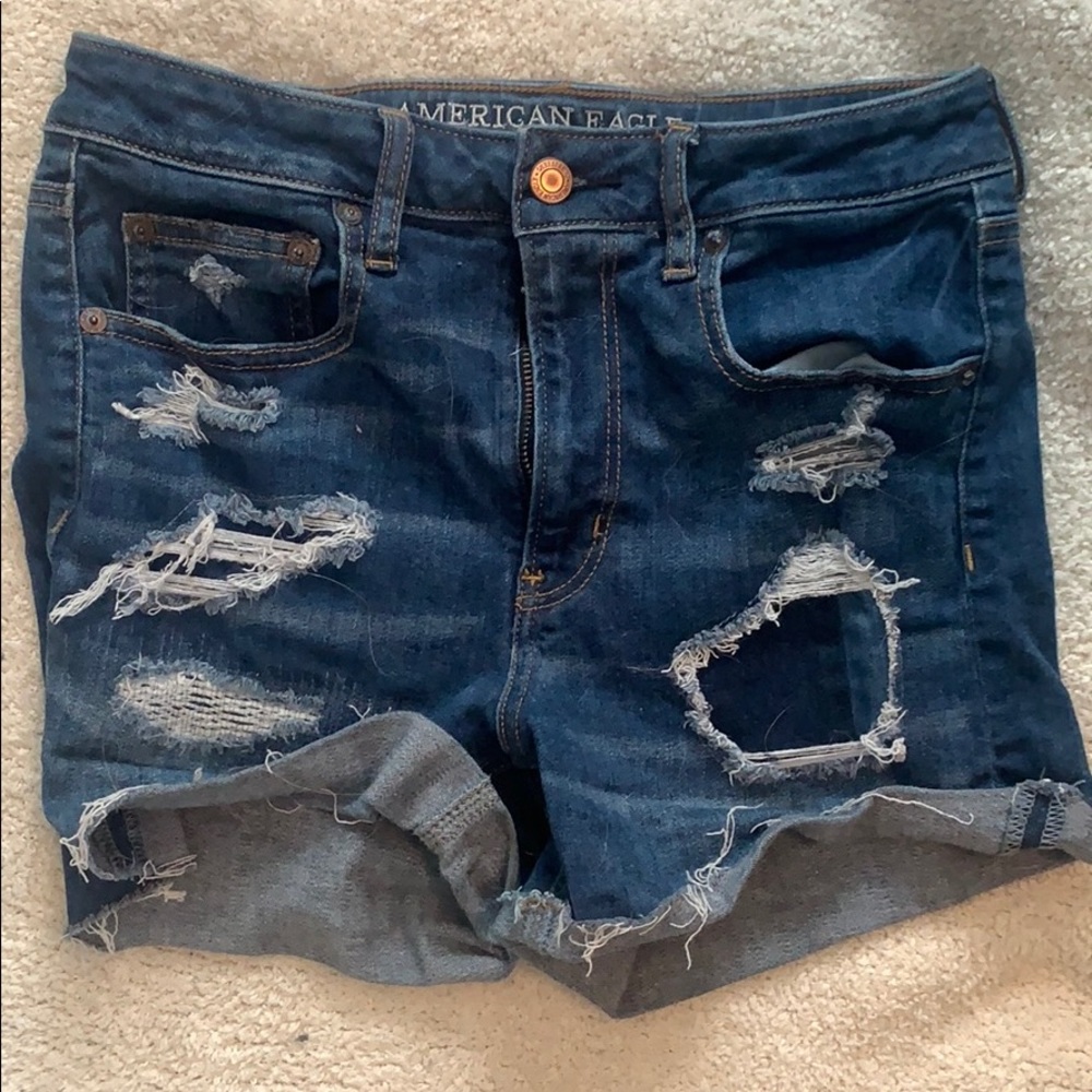 Distressed jean shorts